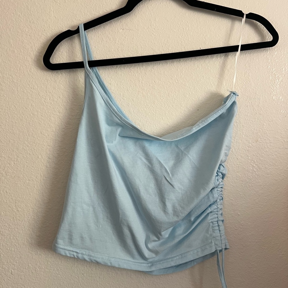 Princess Polly Light Blue Ruched Crop Top